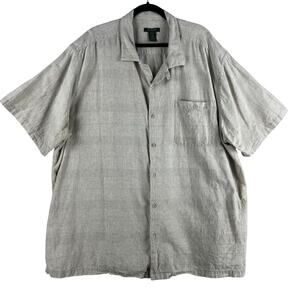 David Taylor Collection Mens Camp Shirt 3XL Oatmeal Linen Cotton Short Sleeve